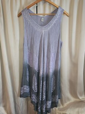 India Boutique NWTs Plus Size Boho Lavender and Charcoal Embroidered Ombre Dress